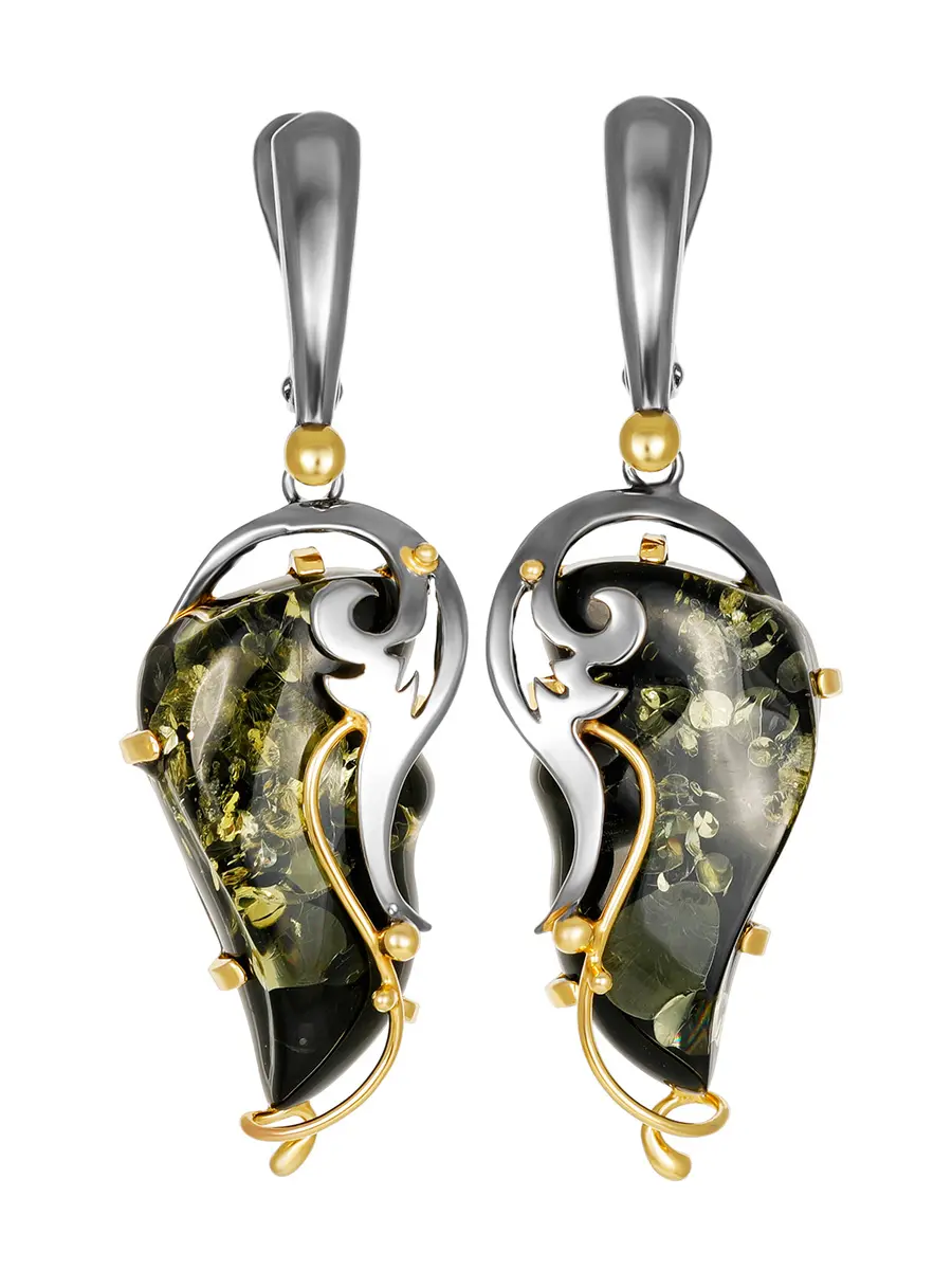 картинка Изысканные серьги «Версаль» из цельного янтаря в золочённом серебре в онлайн магазине