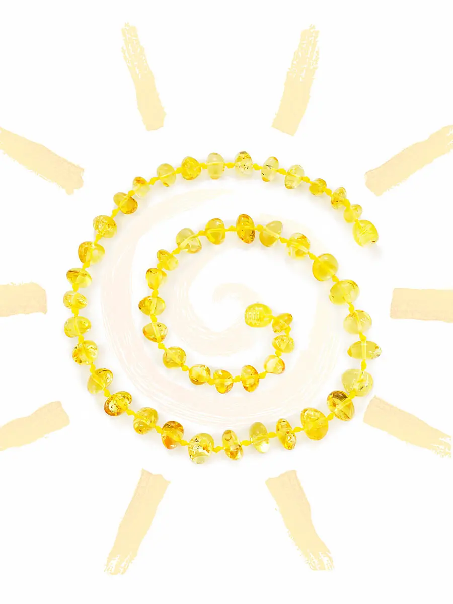картинка Ярко-лимонные бусы из натурального балтийского янтаря для детей в онлайн магазине