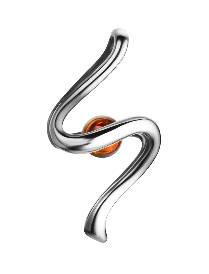картинка Оригинальный лёгкий кулон с ярко-коньячным янтарём «Лея» в онлайн магазине