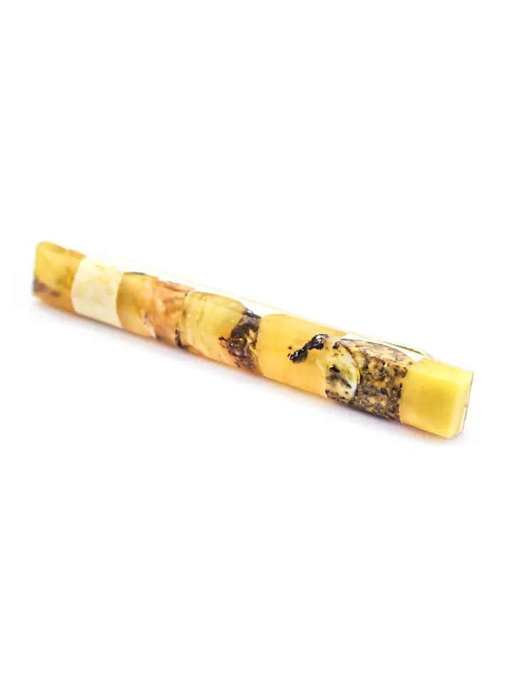 картинка Зажим для галстука с натуральным янтарем медово-молочного цвета в онлайн магазине
