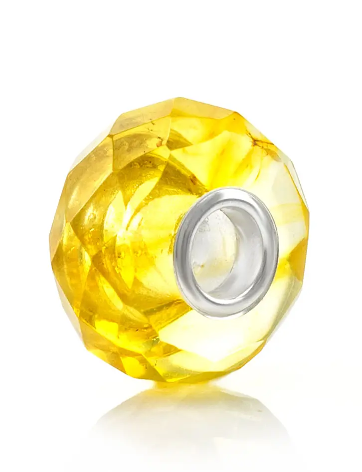 картинка Яркий шарм из натурального балтийского янтаря лимонного цвета «Алмазная грань» в онлайн магазине