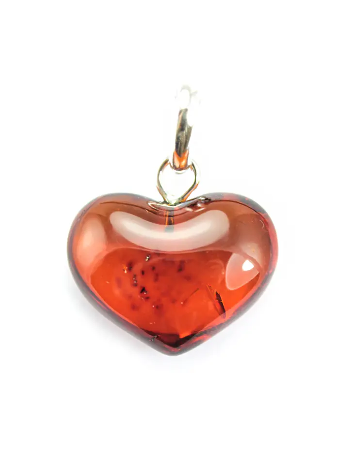 картинка Подвеска-сердце из натурального янтаря светло-вишневого цвета в онлайн магазине