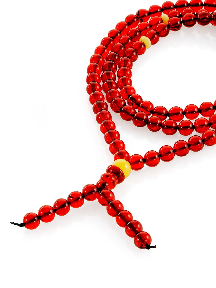 картинка Буддистские чётки  — браслет из натурального янтаря красного цвета в онлайн магазине