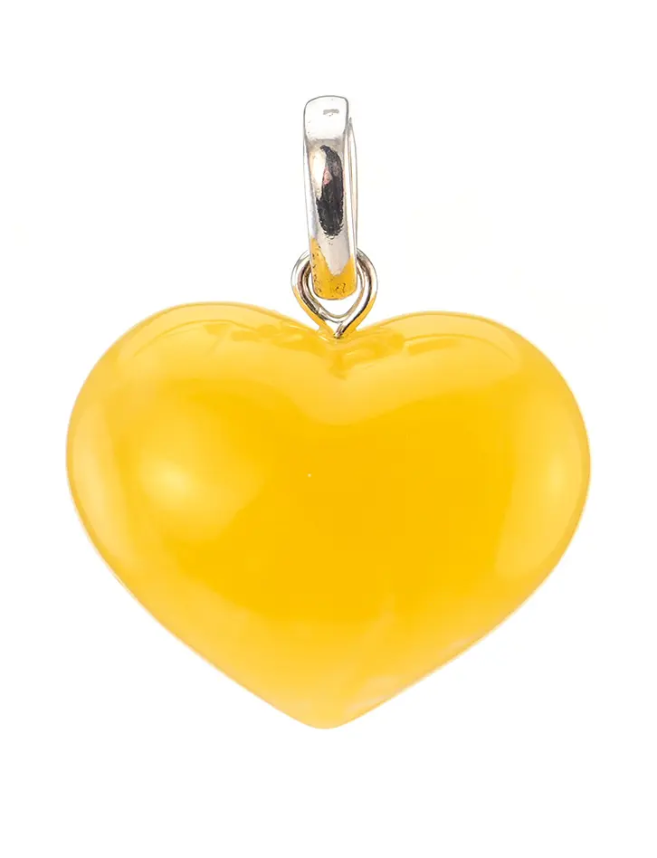 картинка Подвеска из цельного натурального янтаря «Глянцевое медовое сердце» в онлайн магазине