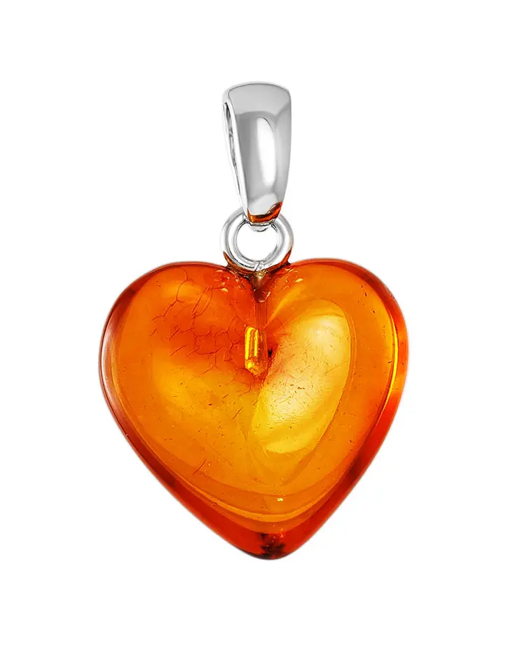 картинка Кулон из натурального коньячного янтаря «Сердце» в онлайн магазине
