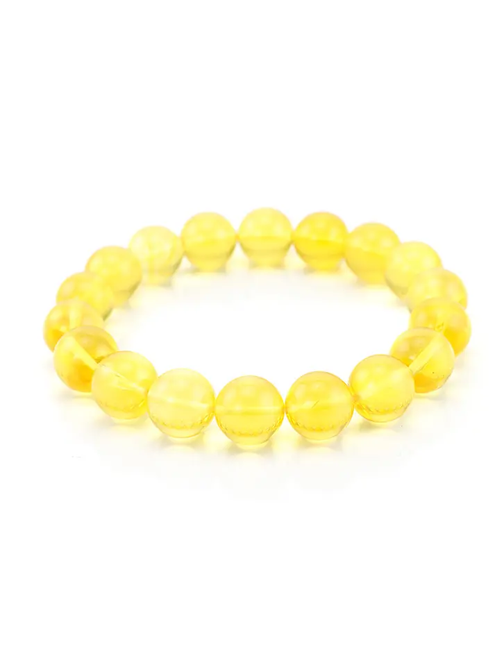 картинка Браслет «Янтарные шары» из прозрачного балтийского янтаря лимонного цвета в онлайн магазине