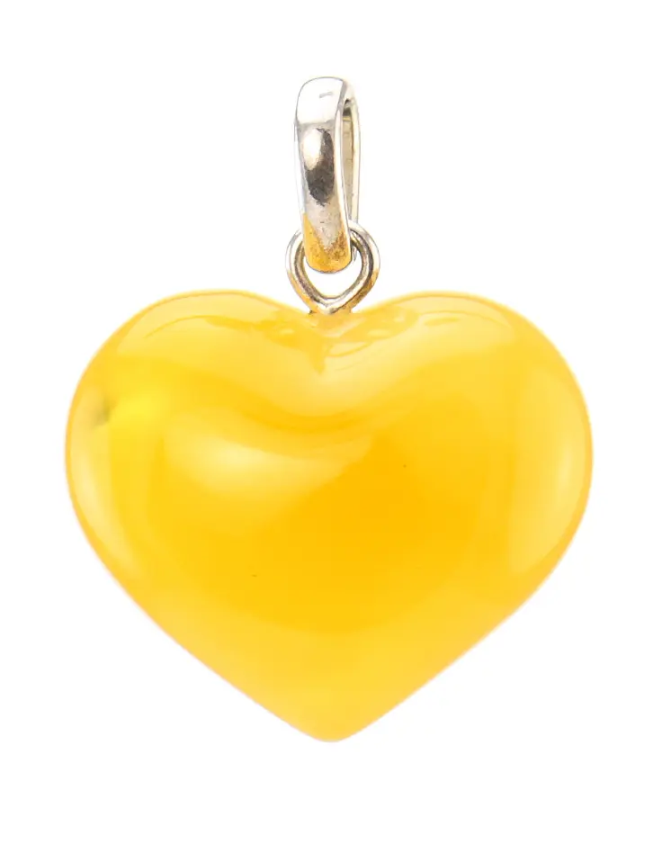 картинка Кулон-сердце из натурального янтаря светло-медового цвета в онлайн магазине