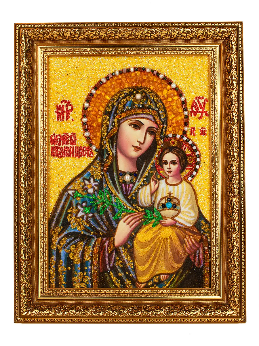 картинка Янтарная икона Божией Матери «Неувядаемый цвет» в онлайн магазине