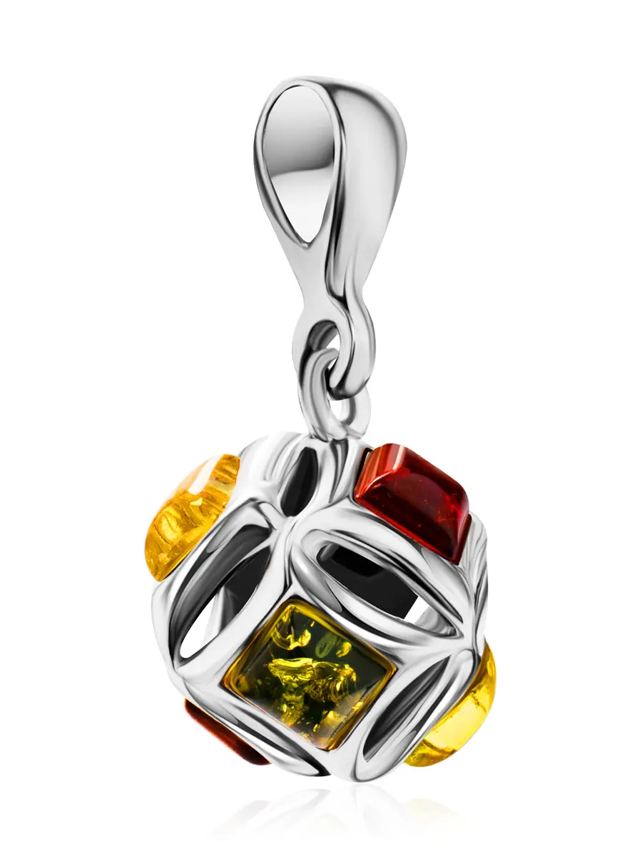 картинка Яркий кулон «Вернисаж», украшенный янтарём разных оттенков в онлайн магазине