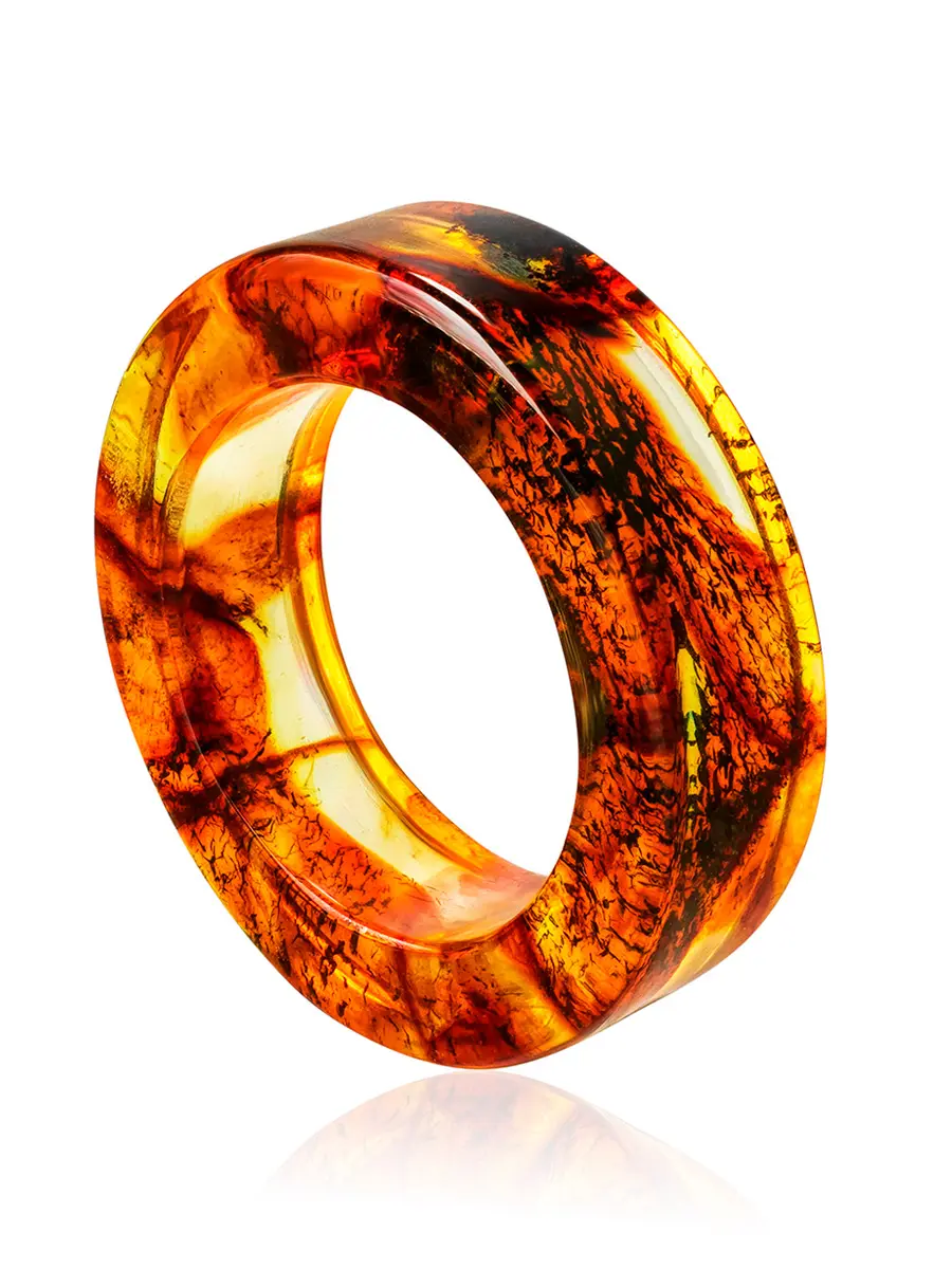 картинка Цельное кольцо из натурального формованного янтаря «Везувий» в онлайн магазине