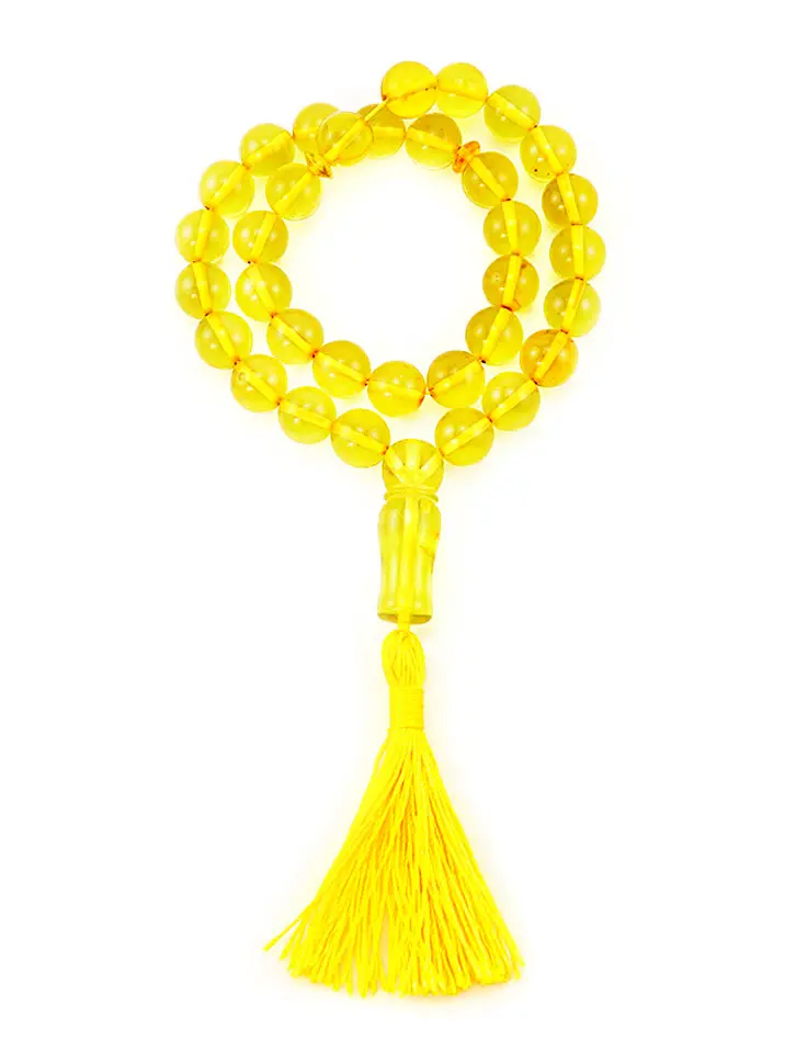 картинка Чётки из натурального янтаря ярко-лимонного цвета на 33 бусины в онлайн магазине