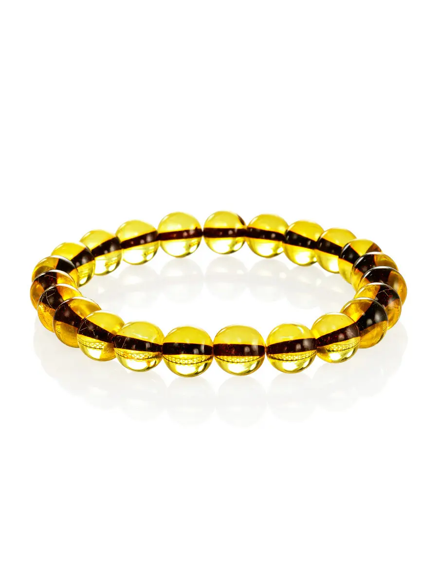 картинка Эффектный браслет из натурального янтаря «Шар лимонный прозрачный» в онлайн магазине