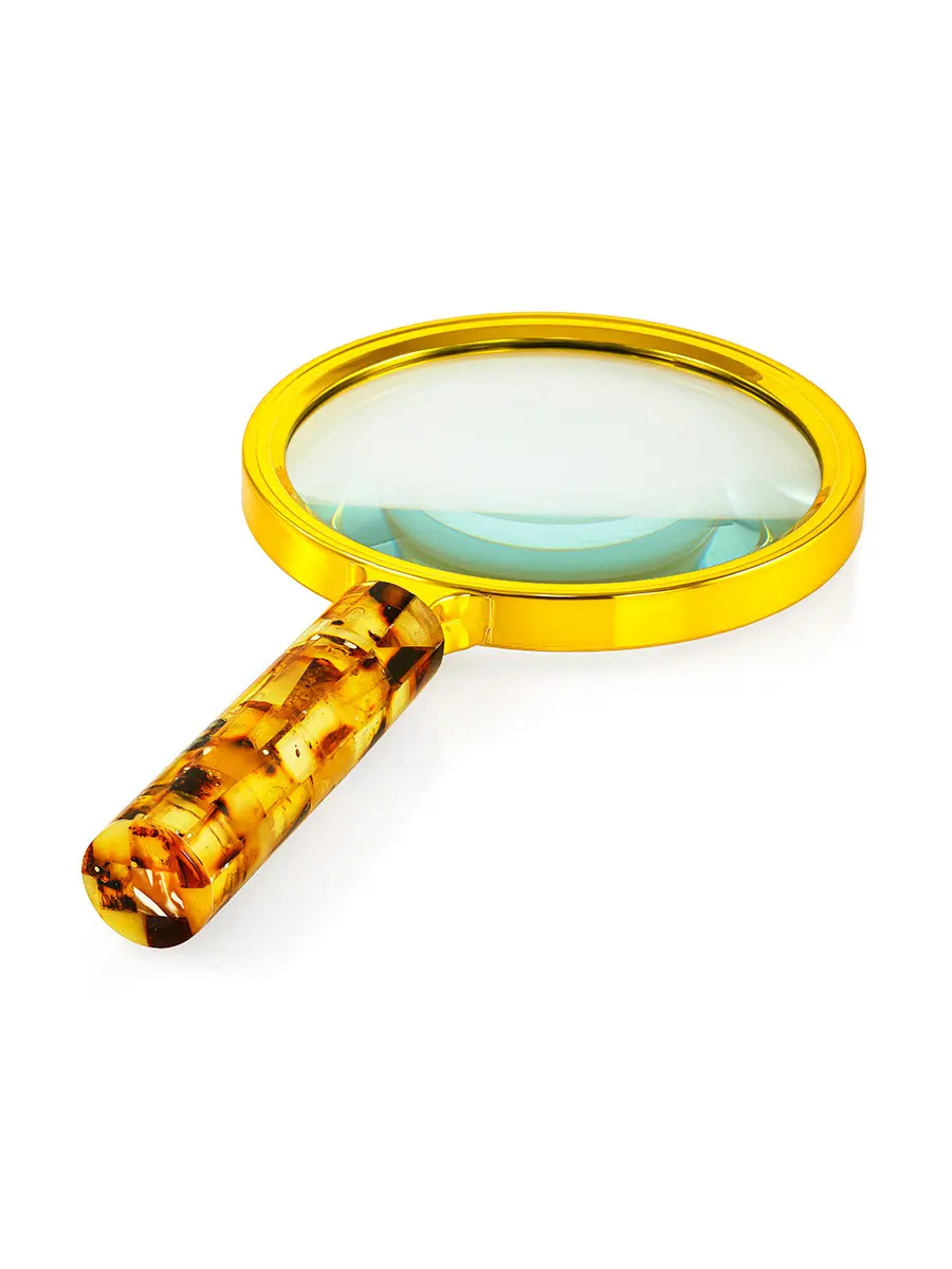 картинка Увеличительное стекло с ручкой, украшенной натуральным янтарём в онлайн магазине