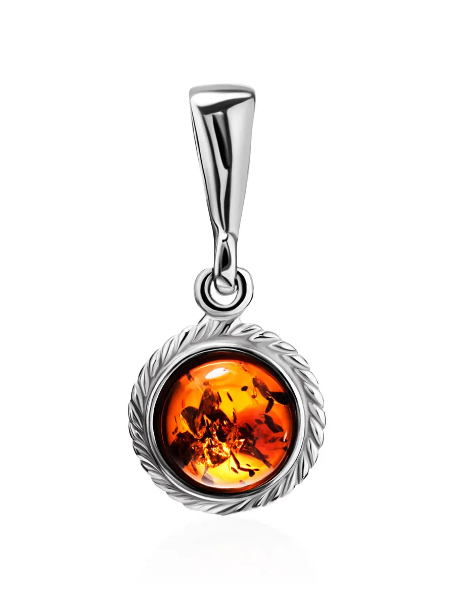 картинка Нежный кулон из янтаря коньячного цвета «Ампир» в онлайн магазине