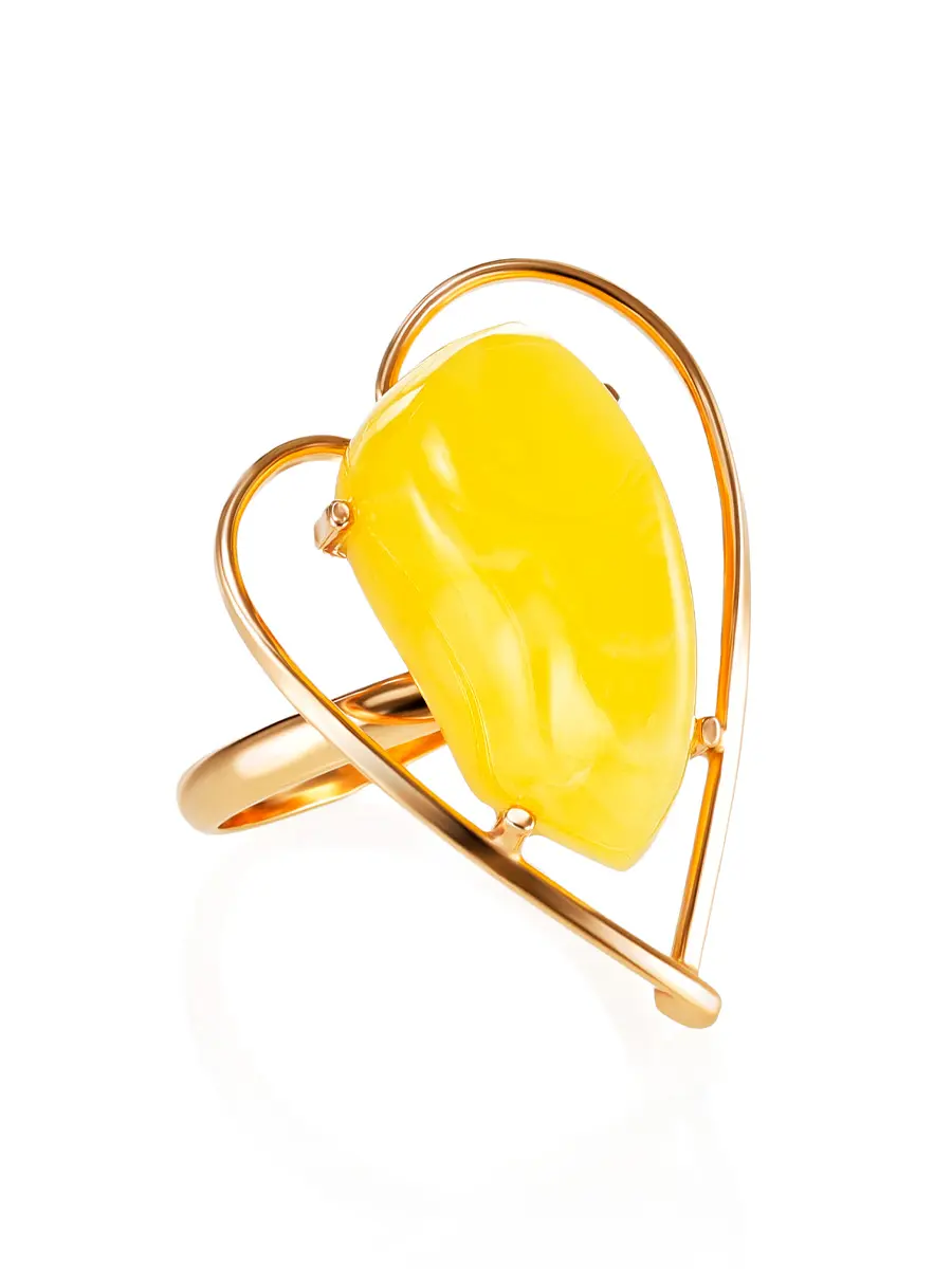 картинка Эффектное кольцо из медового янтаря «Венеция» в онлайн магазине