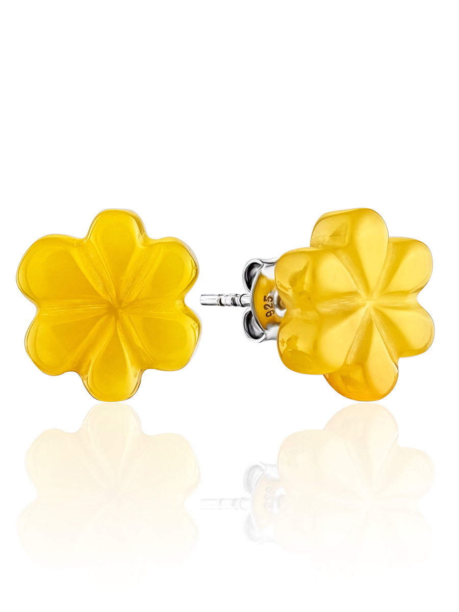 Серьги-пусеты с натуральным медовым янтарем «Настурция», Медовый
Серьги-пусеты с натуральным медовым янтарем «Настурция», Медовый