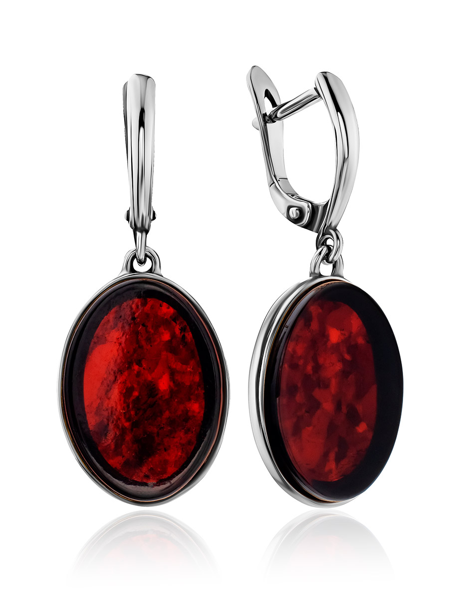 Серьги из серебра с овальными подвесками «Бенефис» из серебра и вишнёвого янтаря, Вишневый
Серьги из серебра с овальными подвесками «Бенефис» из серебра и вишнёвого янтаря, Вишневый