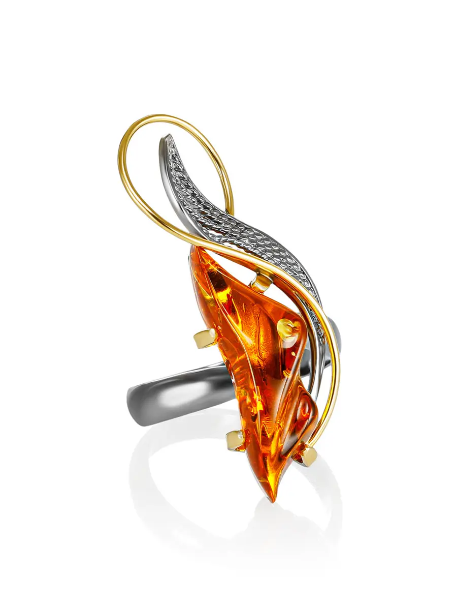 картинка Восхитительное кольцо из натурального балтийского янтаря «Филигрань» в онлайн магазине