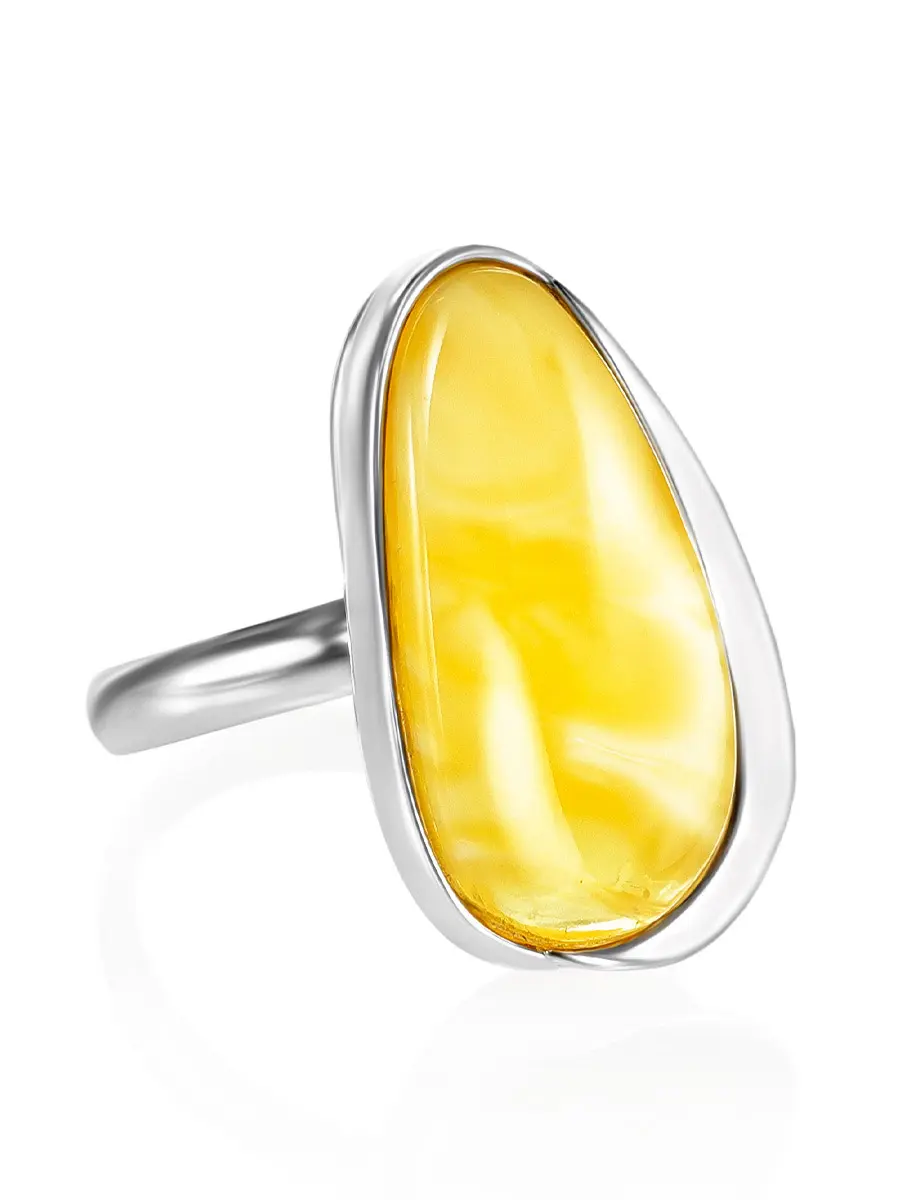 картинка Серебряное кольцо с вставкой из натурального янтаря «Лагуна» в онлайн магазине