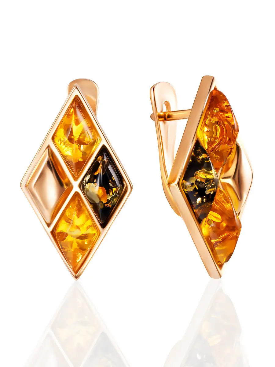 картинка Стильные и яркие серьги из янтаря «Коломбина» в онлайн магазине