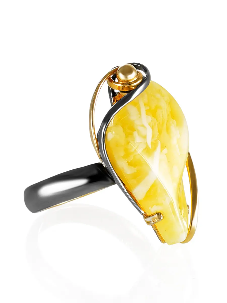 картинка Уникальное кольцо «Риальто» с цельным пейзажным янтарём в онлайн магазине