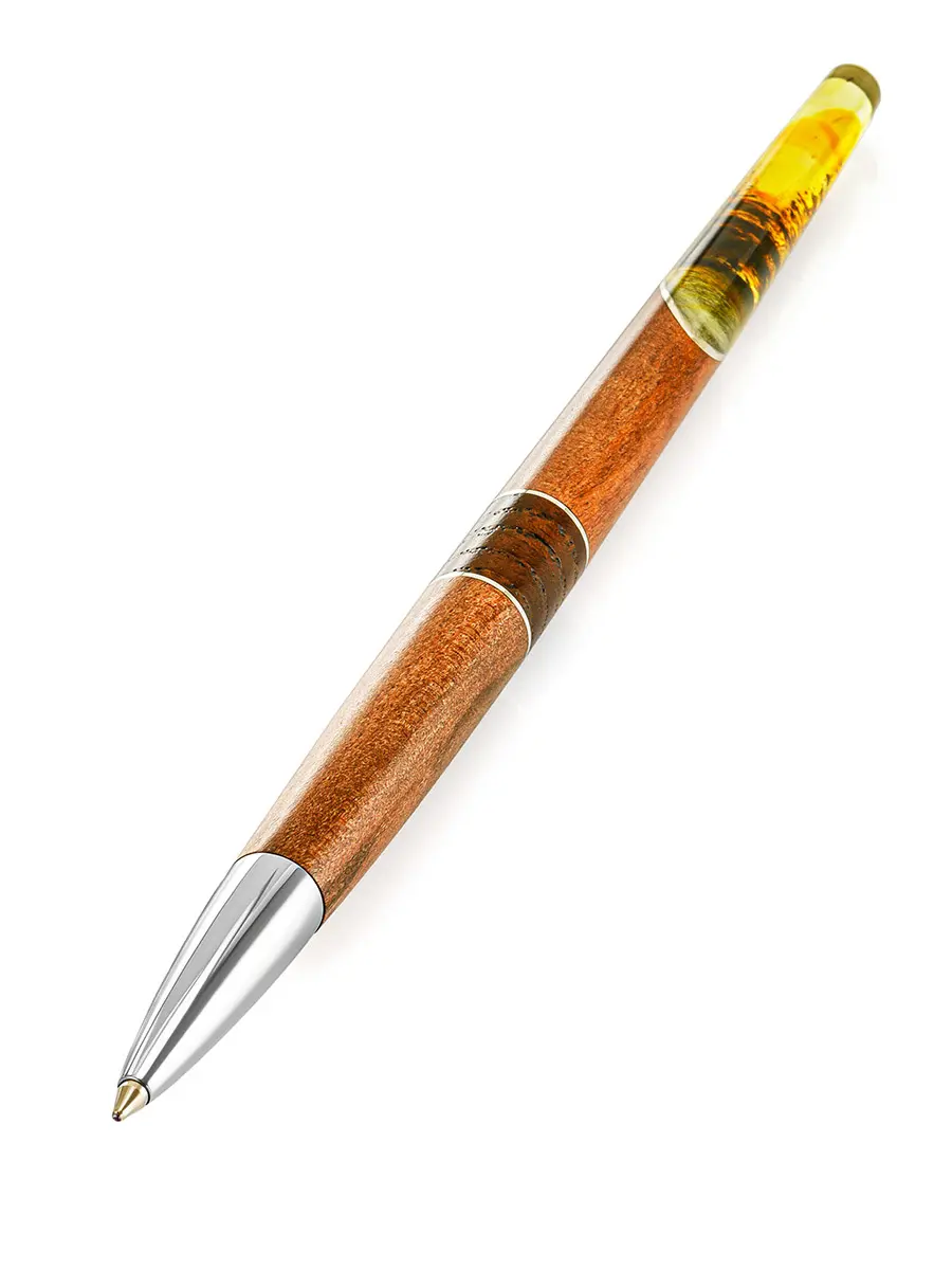 картинка Ручка из дерева и натурального цельного янтаря с красивой природной текстурой «Олливандер» в онлайн магазине