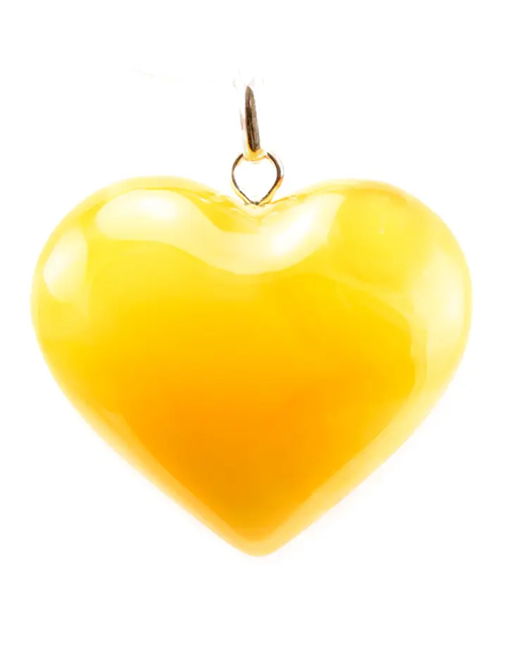 картинка Кулон из крупного янтаря цвета «Сердце медовое» в онлайн магазине