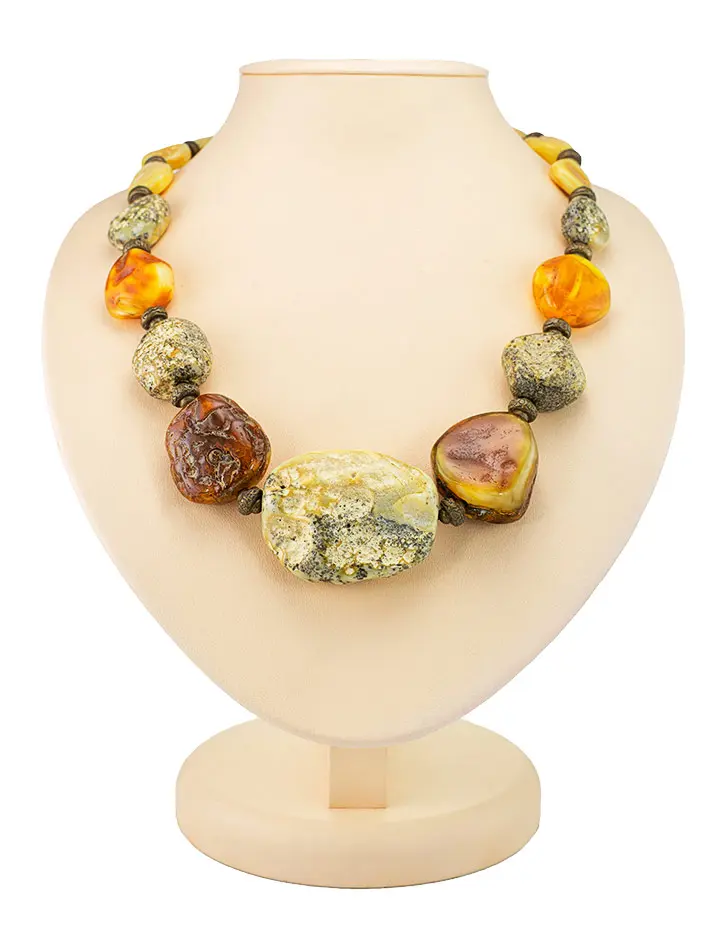 картинка Экзотическое ожерелье «Индонезия» из натурального цельного янтаря в онлайн магазине
