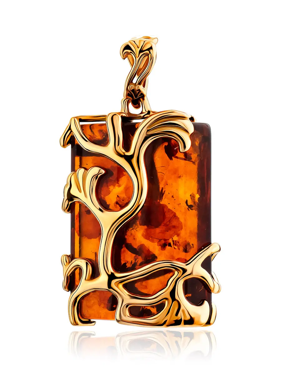 картинка Изысканный кулон из натурального янтаря вишнёвого цвета «Версаль» в онлайн магазине