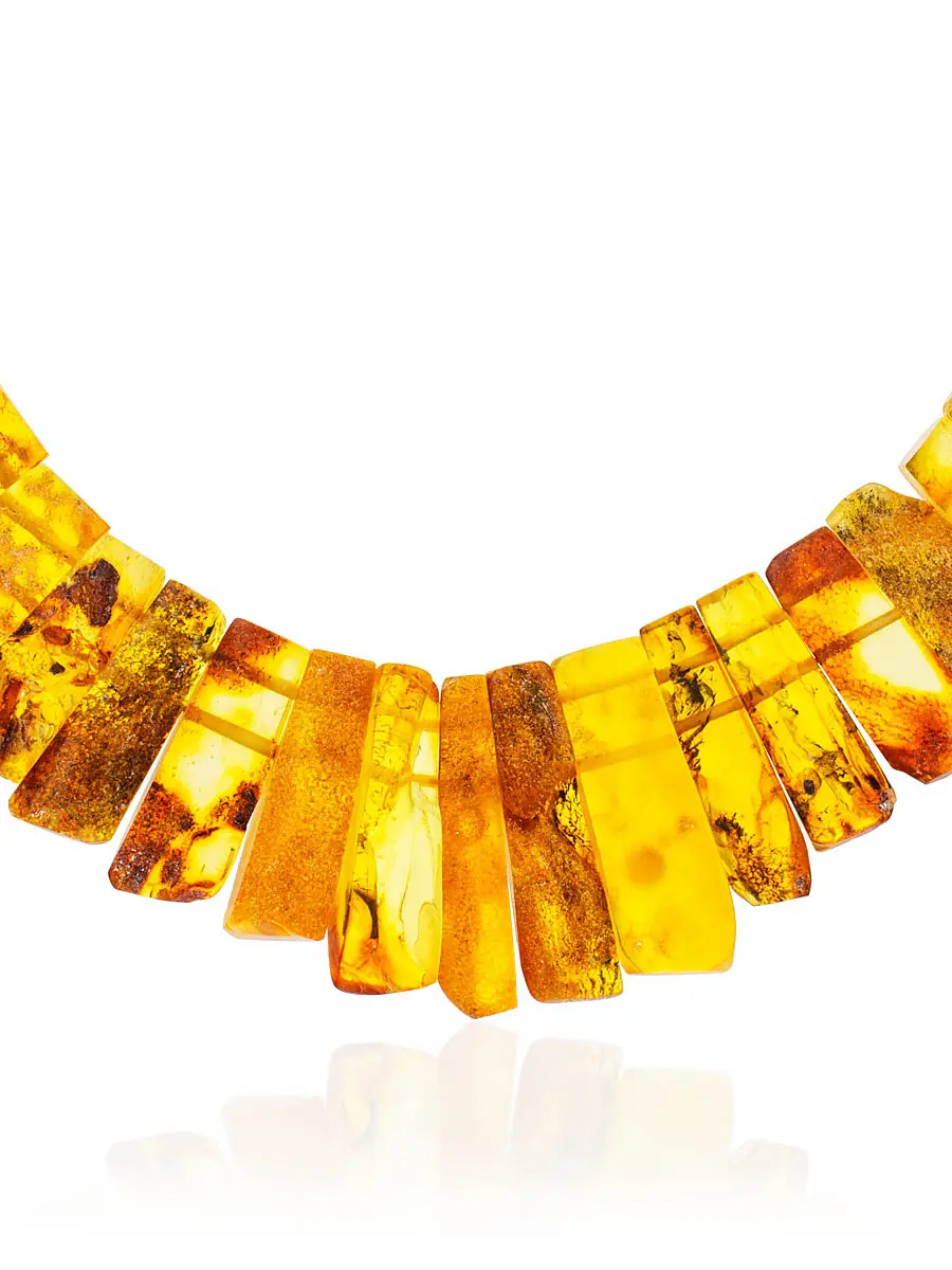 картинка Колье из натурального цельного янтаря золотистого оттенка «Помпеи» в онлайн магазине