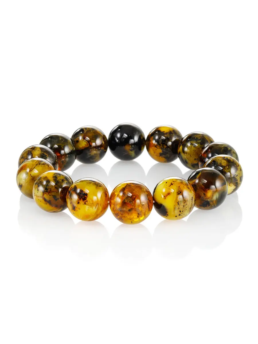 картинка Браслет из натурального формованного текстурного янтаря «Метеорит» в онлайн магазине