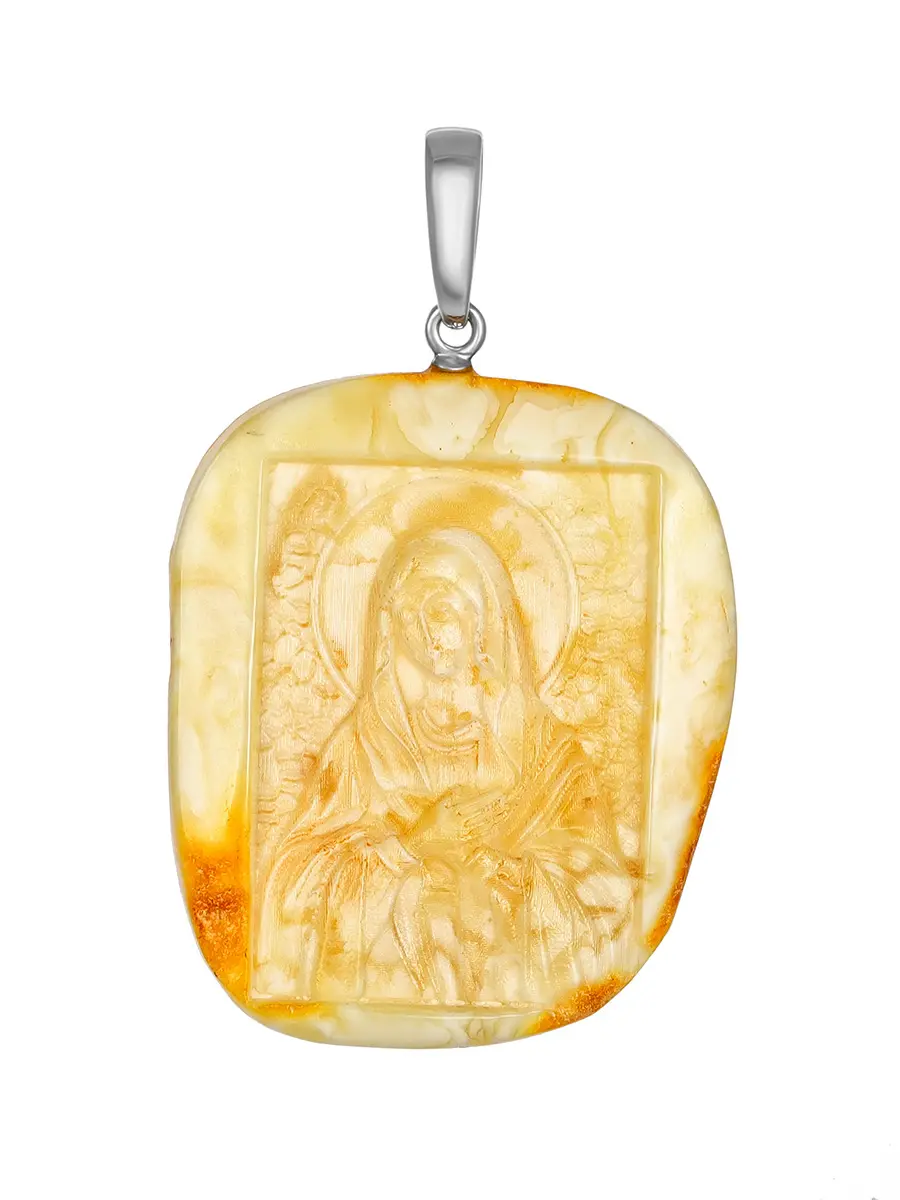 картинка Подвеска из натурального янтаря «Богородица. Умиление (Радость всех радостей)» в онлайн магазине