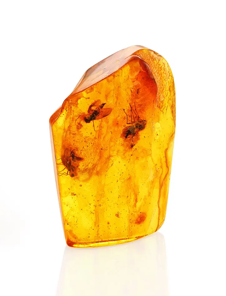 картинка Уникальный кусочек натурального балтийского янтаря с инклюзами мух в онлайн магазине