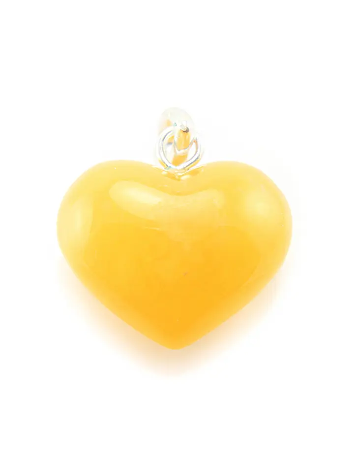 картинка Подвеска в форме сердца из натурального янтаря медового цвета в онлайн магазине