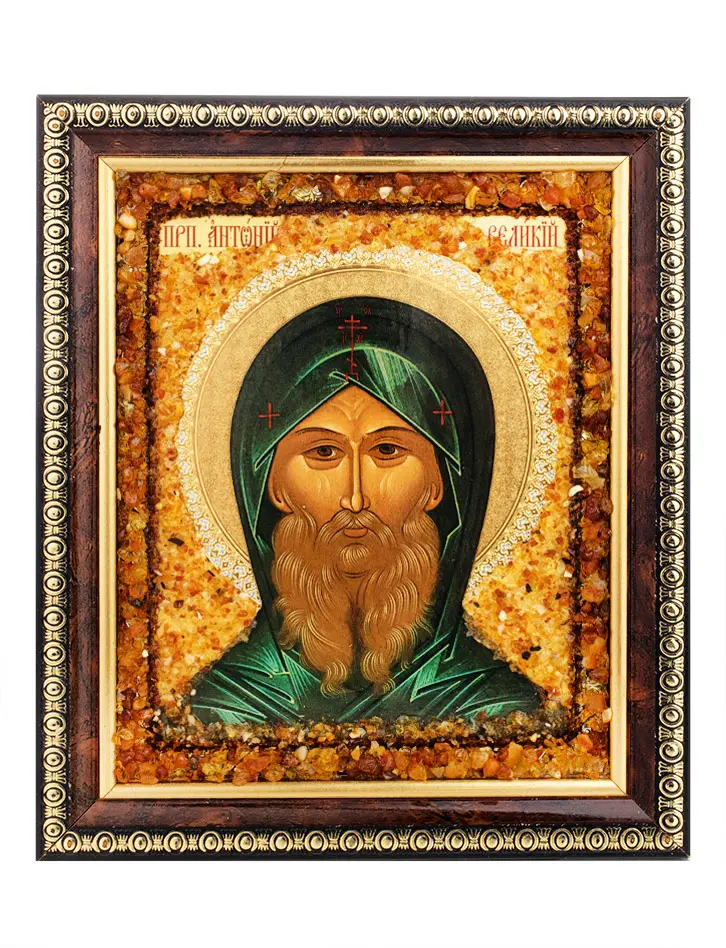 картинка Именная янтарная икона «Преподобный Антоний Великий» в онлайн магазине