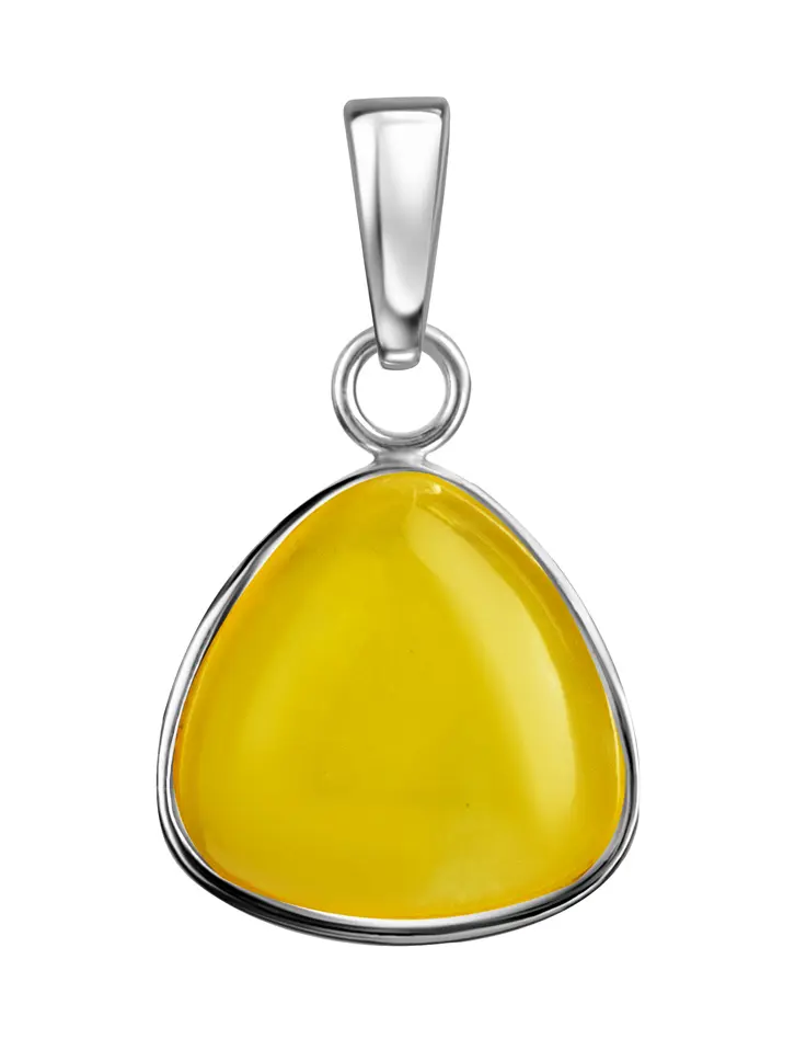 картинка Треугольная подвеска с натуральным цельным янтарём медового цвета «Дельта» в онлайн магазине