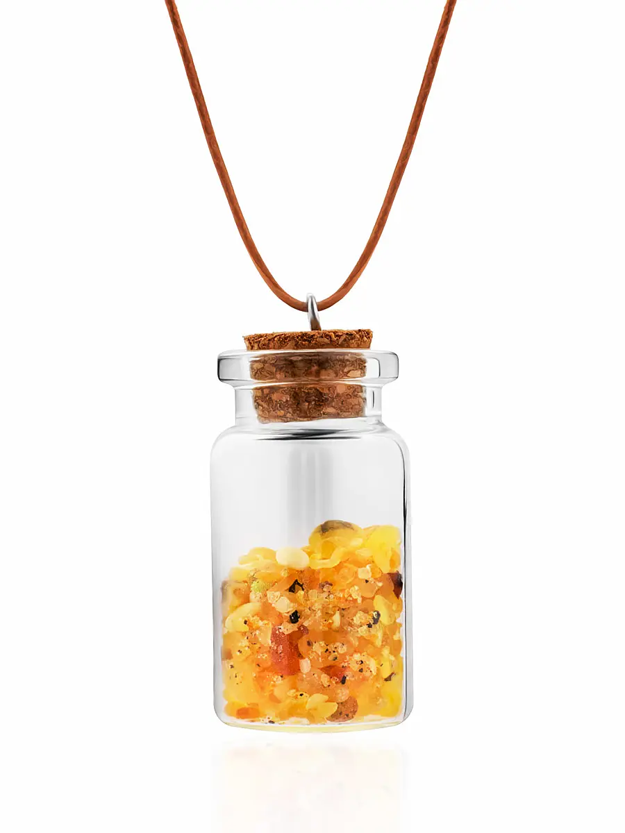 картинка Подвеска-сувенир с натуральным балтийским янтарём «Бутылочка моря» в онлайн магазине