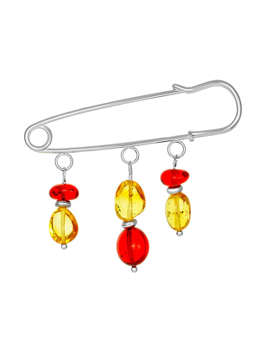 картинка Декоративная булавка-застёжка, украшенная янтарными подвесками в онлайн магазине