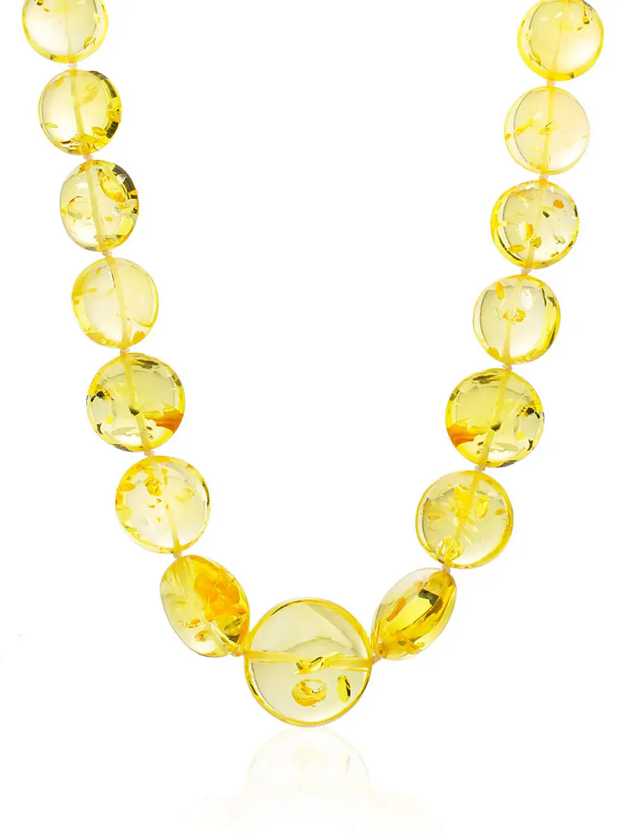 картинка Красивые янтарные бусы «Таблетка лимонная с искрами» в онлайн магазине
