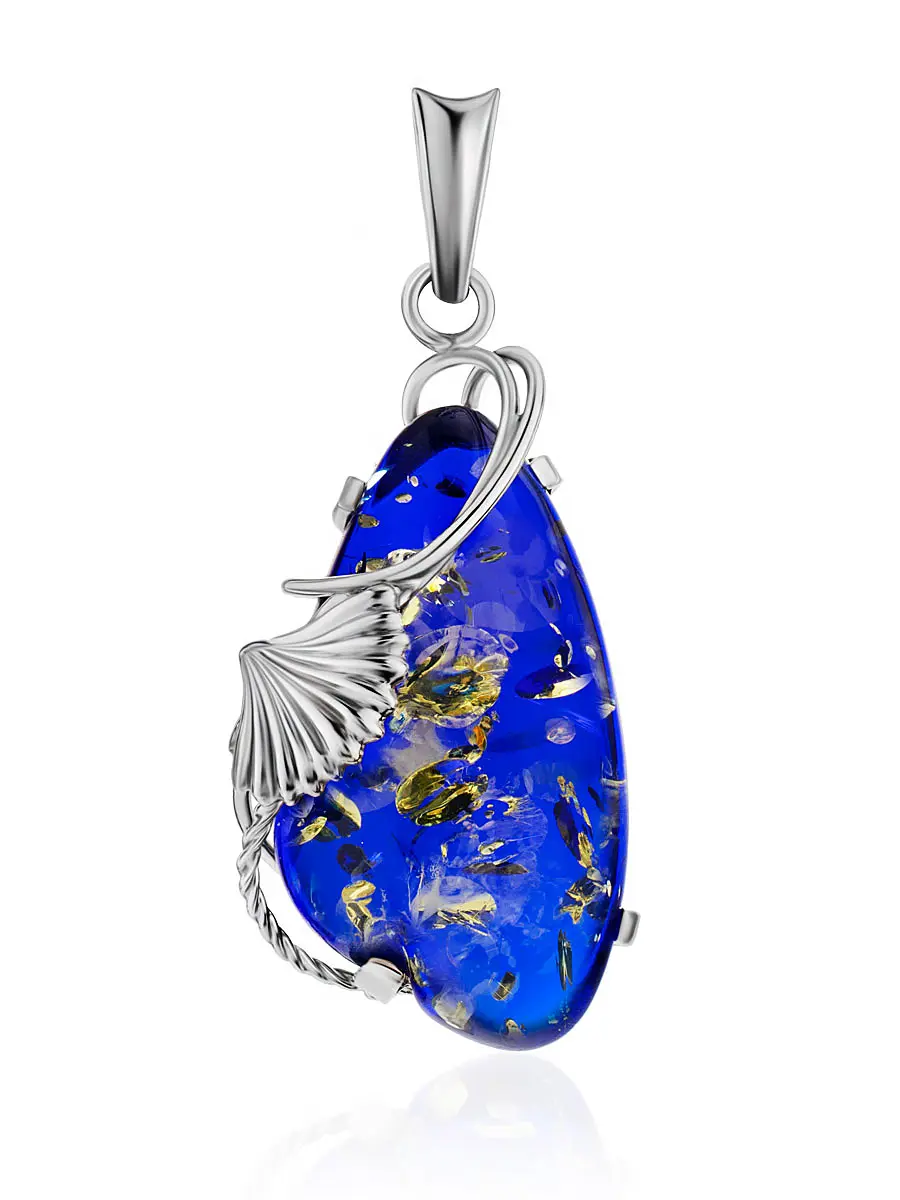 картинка Кулон «Версаль» из серебра и ярко-голубого янтаря в онлайн магазине