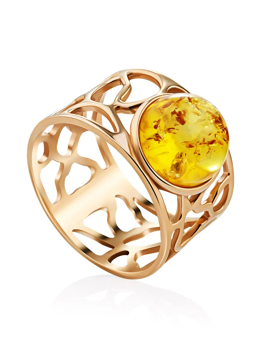 картинка Красивое нарядное кольцо из серебра с лимонным янтарём «Лимбо» в онлайн магазине