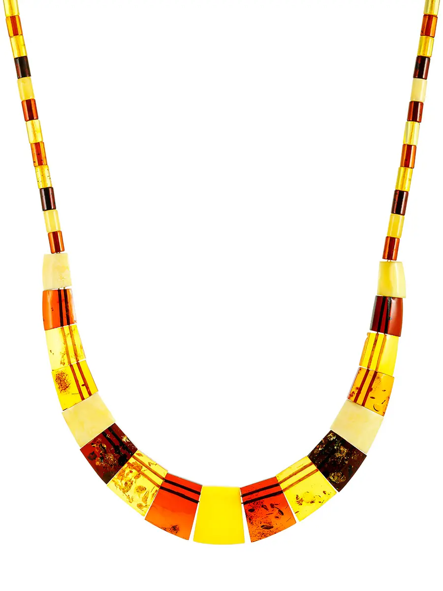 картинка Яркое колье «Египет» из натурального янтаря разных оттенков в онлайн магазине