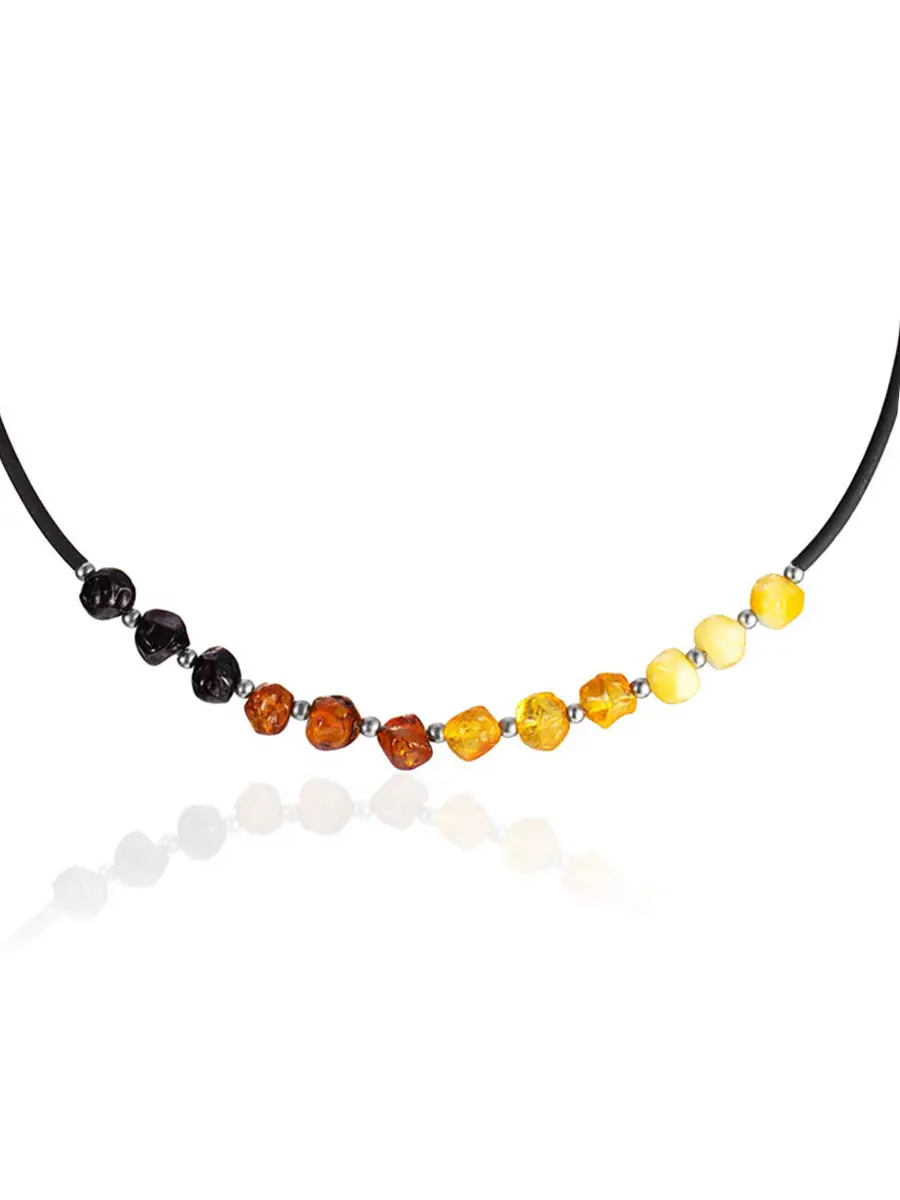 картинка Эффектный чокер-обруч с янтарём разных оттенков «Оклахома градиент» в онлайн магазине