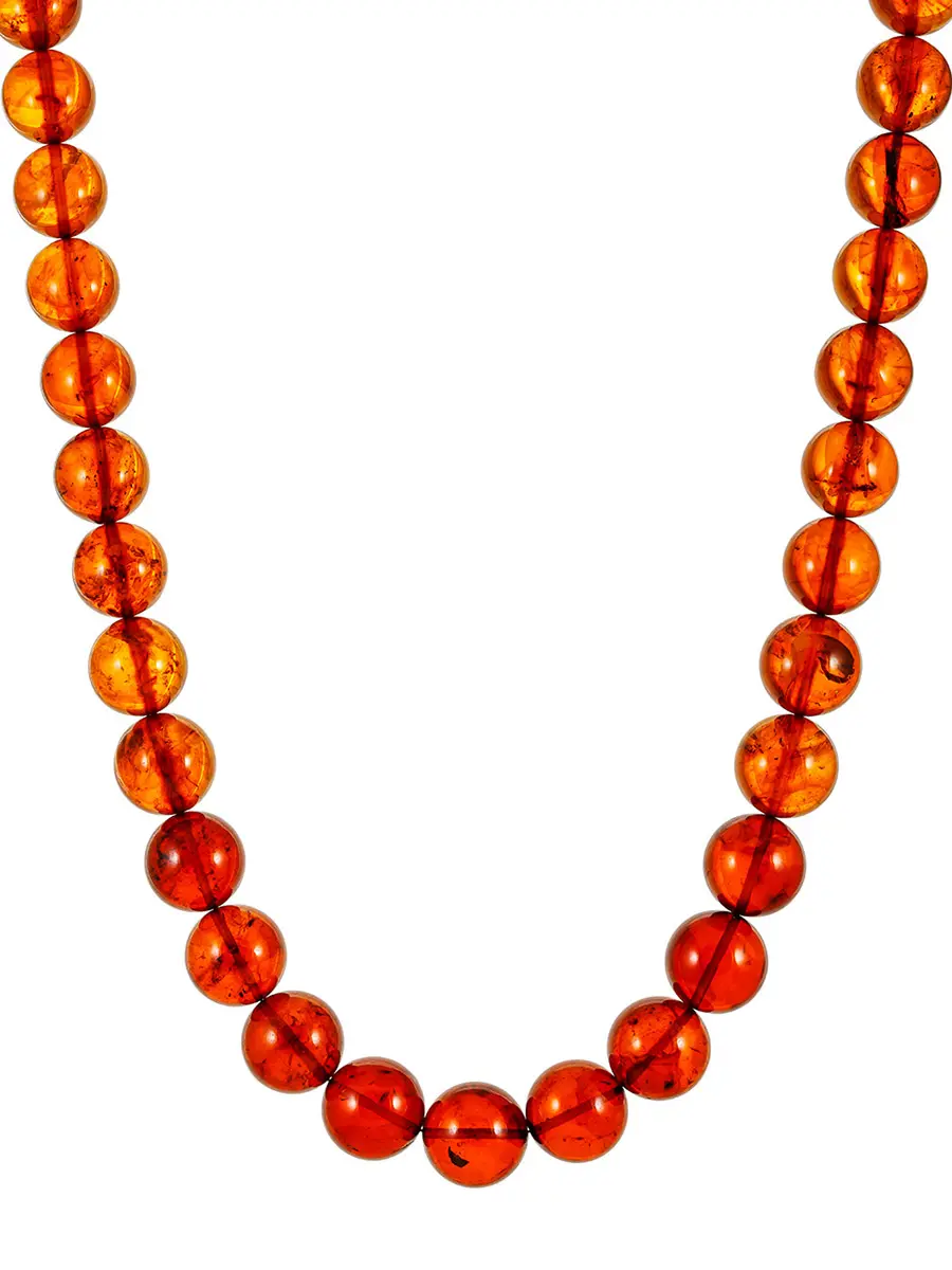 картинка Бусы «Шар крупный» из натурального формованного янтаря коньячного цвета в онлайн магазине
