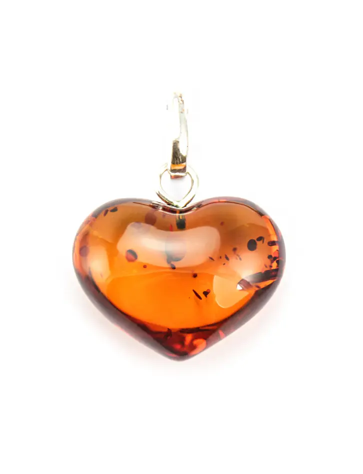 картинка Подвес из натурального балтийского янтаря «Сердце» коньячного цвета в онлайн магазине