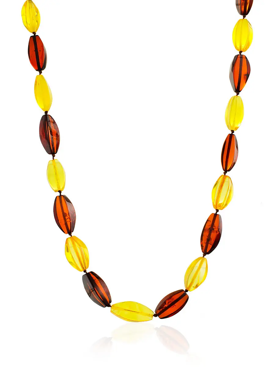 картинка Бусы «Алёнка» из натурального балтийского янтаря вишнёвого и лимонного цветов в онлайн магазине