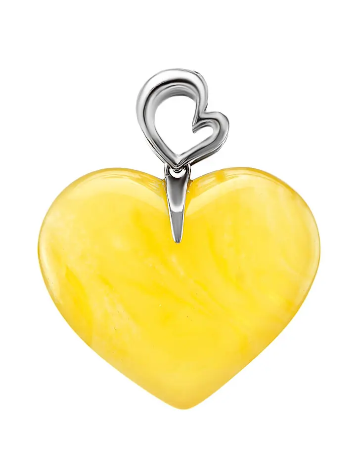 картинка Кулон-сердце из натурального янтаря красивого медового оттенка в онлайн магазине