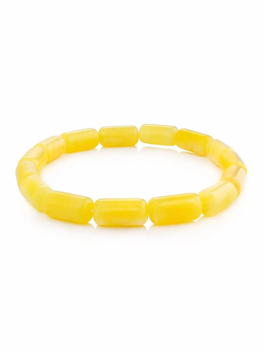 картинка Лёгкий браслет из натурального балтийского янтаря нежно-медового цвета в онлайн магазине