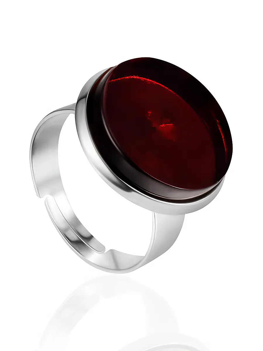 картинка Стальное кольцо с натуральным янтарём «Фурор» в онлайн магазине