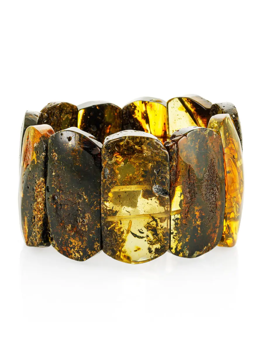 картинка Объёмный тёмный браслет «Помпеи» из натурального балтийского янтаря в онлайн магазине